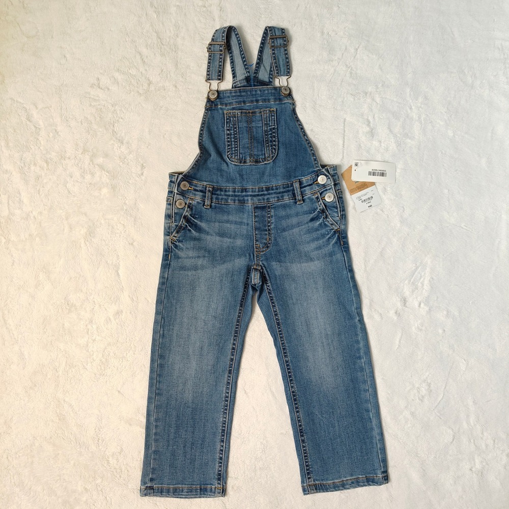 Thereabouts Kids Denim Overalls Alma Medium Wash Straight Leg Size 4 REG NWT